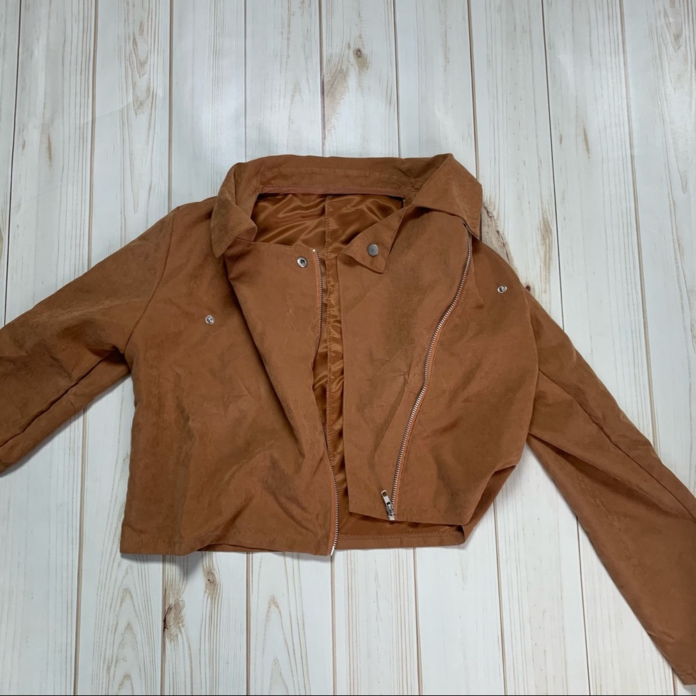 NWOT Brown Zip Up Jacket - Picture 3 of 4